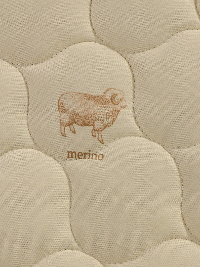 Наматрасник 90х200 см, бязь, Овечья шерсть, на резинке, Бэлио, стеганый, НОШ-90