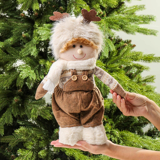 Фигурка декоративная текстиль, Мальчик, 46 см, коричневая, Y4-9441