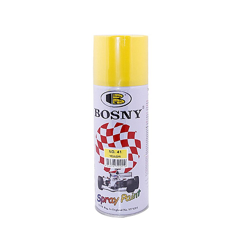 Краска аэрозольная, Bosny, №41, акрилово-эпоксидная, универсальная, глянцевая, желтая, 0.4 кг
