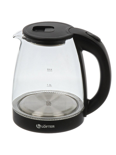 Чайник электрический Lofter, CX-K313-18M, 1.8 л, матовый, 1500 Вт, скрытый нагревательный элемент, стекло, пластик