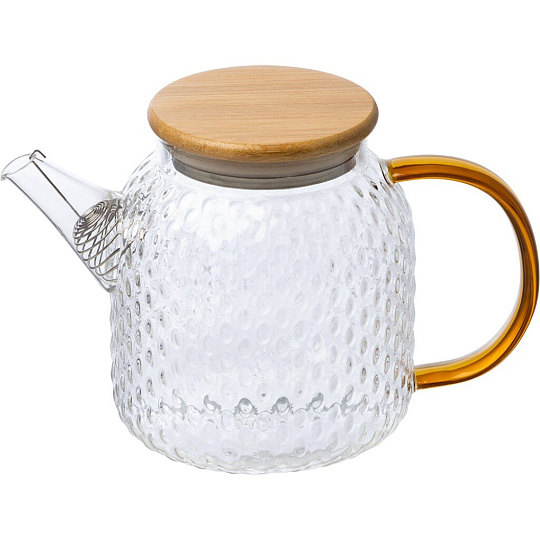 Чайник заварочный стекло, 1 л, с крышкой бамбук, Leonord, Aroma, 105040