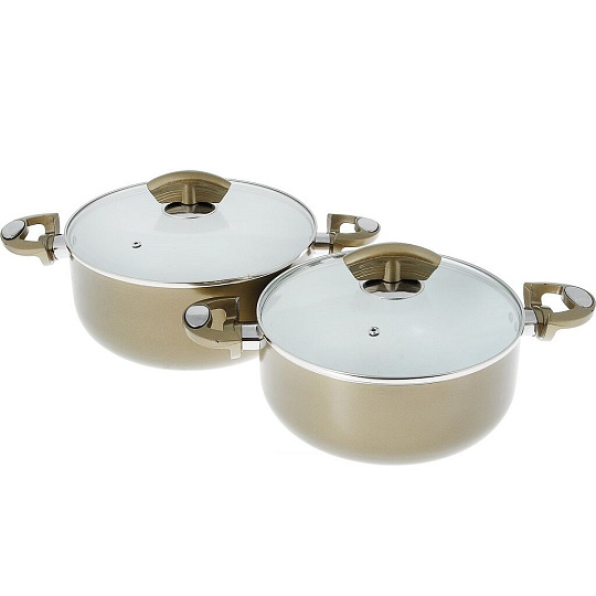 Набор посуды нержавеющая сталь, антипригарное покрытие, 4 предмета, кастрюли 3.8,5.3 л, индукция, Bohmann, 6002BHWCR