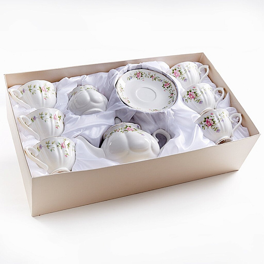 Набор чайный фарфор, 14 предметов, на 6 персон, 900 мл, Beatrix, Розмари, МН065P/14, подарочная упаковка