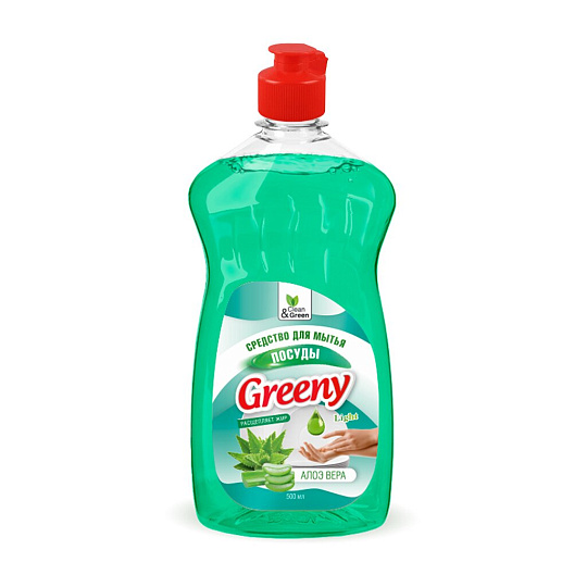 Средство для мытья посуды Clean&Green, Greeny Light, 500 мл, Алоэ вера