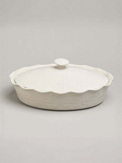 Форма для запекания керамика, 24х33х13 см, 2 л, овальная, с крышкой, Agness, Beige, 780-127
