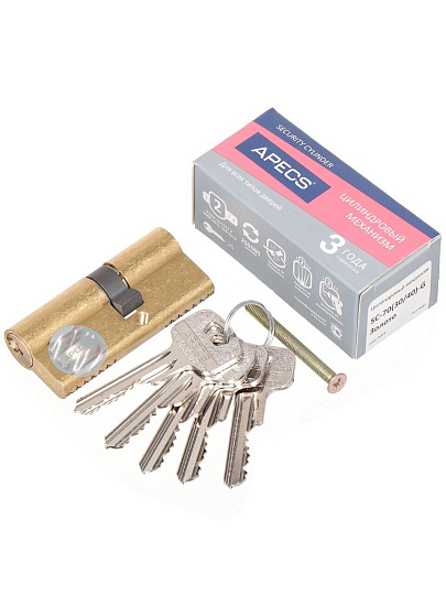 Личинка замка двери Apecs, SC-70(30/40)-G (SC-70(30/40)-Z-G), 9054, 70 мм, золото