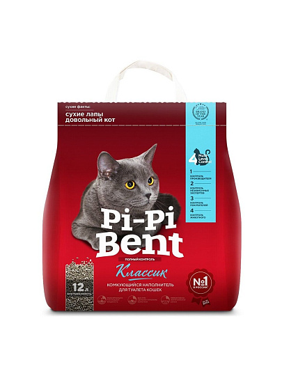 Наполнитель для лотка комкующийся, 12 л, 5 кг, бумажный пакет, Pi-Pi Bent