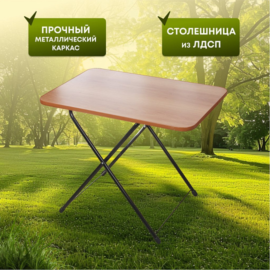 Стол складной металл, прямоугольный, 75х50х62 см, столешница ЛДСП, в ассортименте, Nika, Туристический