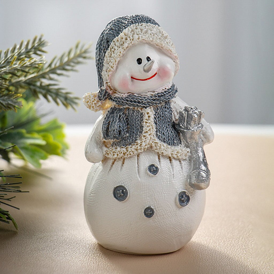 Фигурка декоративная полистоун, Снеговичок, 5х4х8.5 см, A020236