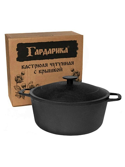 Кастрюля чугун, 5 л, крышка чугун, Гардарика, 1405-3, индукция