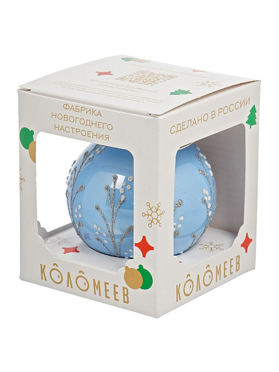 Елочный шар Сверкающий иней, 8 см, стекло, КУ-80-224305