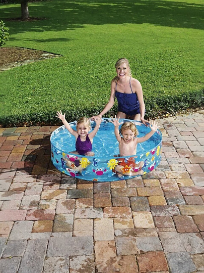 Бассейн с жестким бортом Bestway, 122х25 см, Fill 'N Fun Sparking Sea, 55028, 277 л