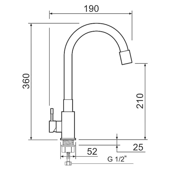 Смеситель для кухни, РМС, гибкий излив, с картриджем, серый, SUS124GY-016F