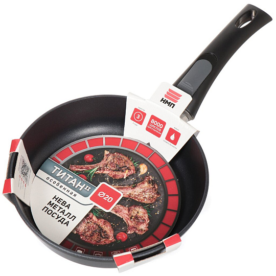 Сковорода алюминий, 20 см, антипригарное покрытие, Нева Металл Посуда, Особенная, съемная ручка, 9020