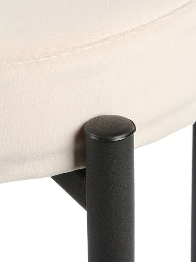 Табурет 405х405х510 мм, белый, черный, сиденье круглое, велюр, на болтах, Модуль, Синди