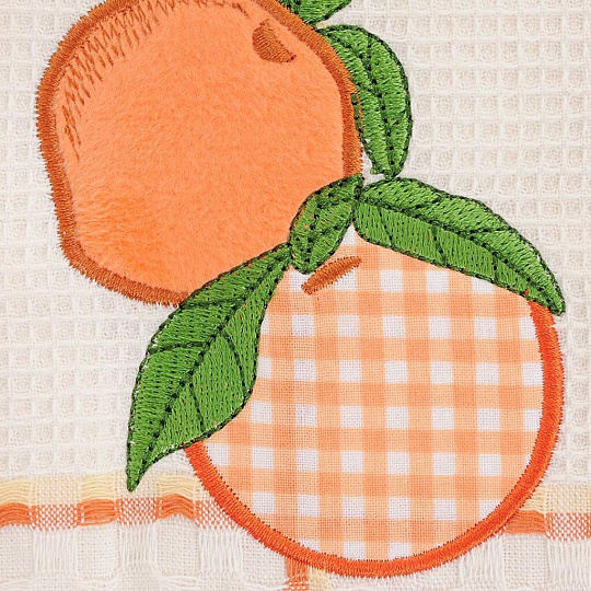 Набор полотенец кухонных 2 шт, 45х70 см, вафельный, Bonita, Фрукты Апельсин, белый, терракотовый, Россия