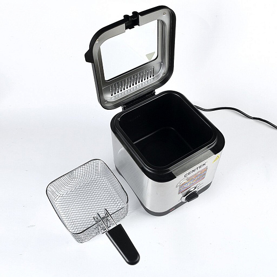 Фритюрница Centek, CT-1430, 1500 Вт, антипригарная чаша, стальной корпус, емкость на 1,5 масла, CT-1430