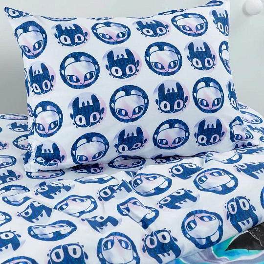 Постельное белье детское 1.5-спальное, простыня 150х214 см, 1 наволочка 70х70 см, пододеяльник 143х215 см, Непоседа, поплин, Как приручить дракона Neon Фурии 562861