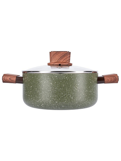 Кастрюля алюминий, антипригарное покрытие, 2.8 л, крышка стекло, Werner, Organic Forest Style, 51457, индукция