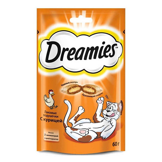 Корм для животных Dreamies, 60 г, для кошек, лакомство, курица, 52351