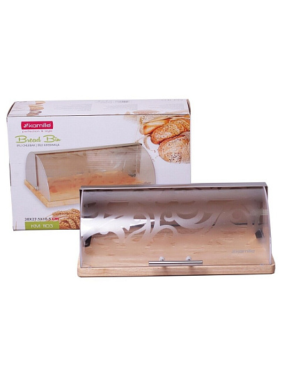 Хлебница нержавеющая сталь, 38х24х14.5 см, Kamille, 1103
