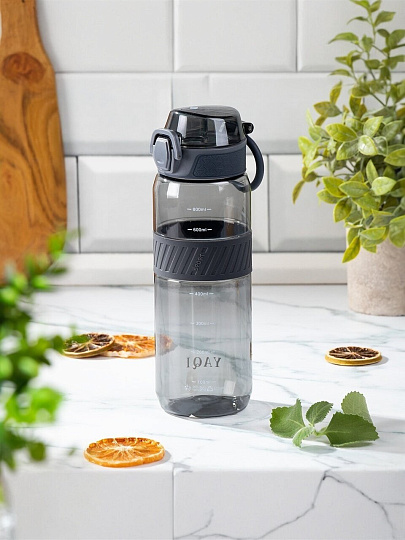 Бутылка питьевая 0.8 л, спортивный, прозрачно-серая, B060670