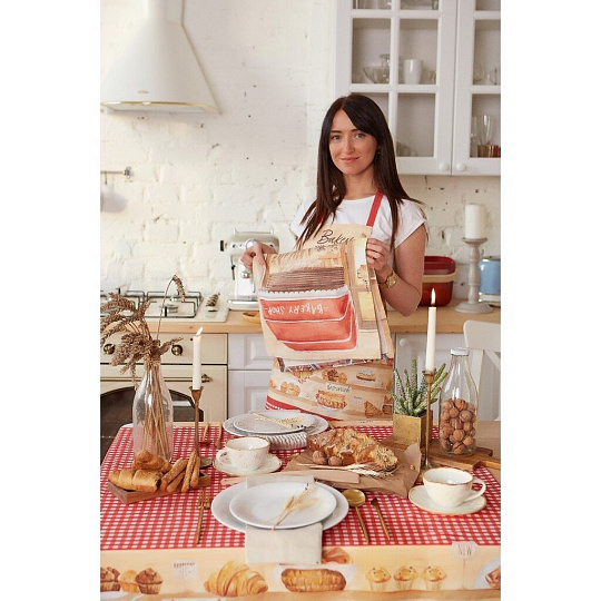 Скатерть 147х180 см, 100% хлопок, репс, 210 г/м2, Этель, Bakery house, 4645877