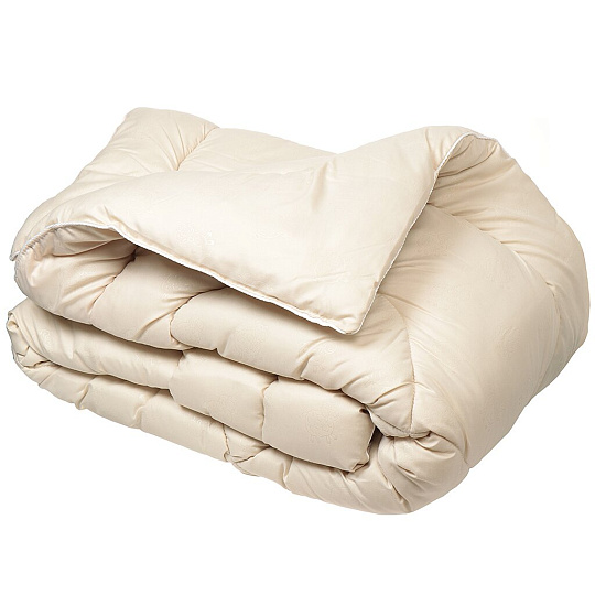 Одеяло 1.5-спальное, 140х205 см, Овечья шерсть, 400 г/м2, всесезонное, чехол 100% полиэстер, кант, Selena