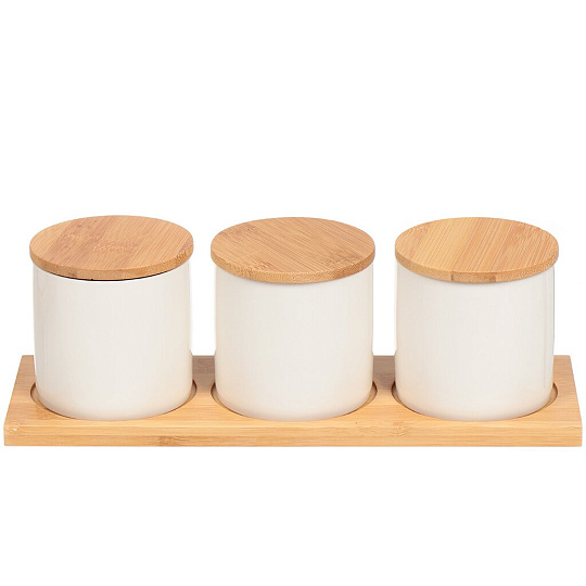 Банка для сыпучих продуктов, керамика, 0.25 л, 3 шт, с крышкой