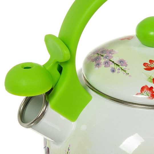 Чайник сталь, эмалированное покрытие, 2.2 л, со свистком, ручка пластиковая, Aurora, Лето, 1907