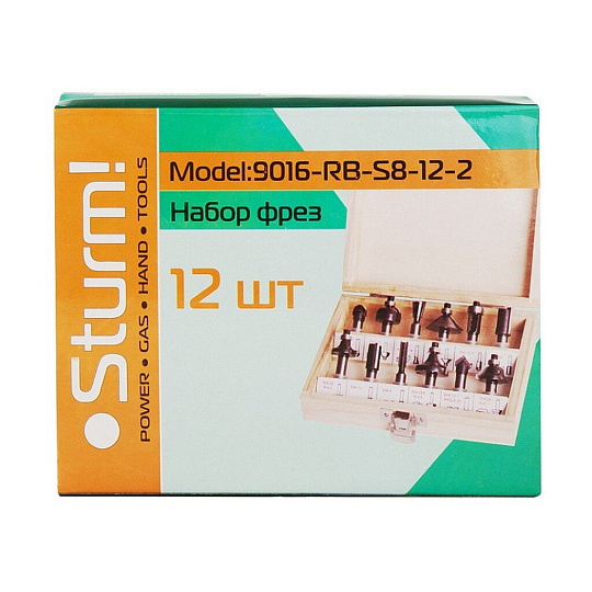 Набор фрез 12 шт, деревянный кейс, Sturm, 9016-RB-S8-12-2