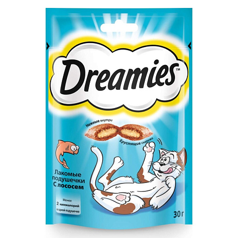 Корм для животных Dreamies, 30 г, для кошек, лакомство, лосось, 7436/7550