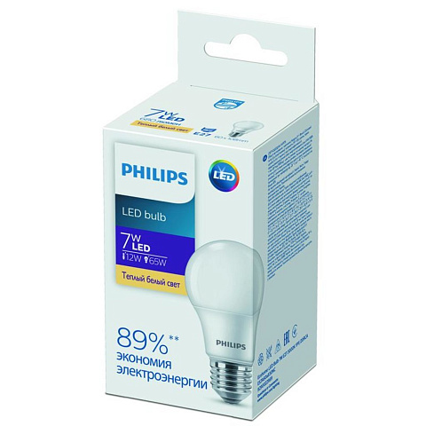 Лампа светодиодная Ecohome LED Bulb 7W E27 3000К 1PF Philips 929002298967