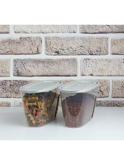 Банка для сыпучих продуктов, пластик, 0.9 л, с крышкой, Idea, М 1220, смоки