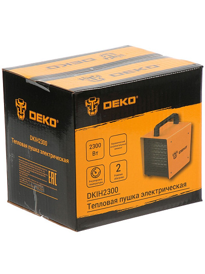 Пушка тепловая электрическая, Deko, DKIH2300, 2.3 кВт, 140 м³/ч, керамический элемент, квадратная, 080-1012