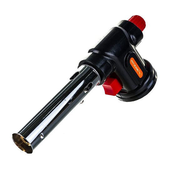 Горелка газовая 150х40х65 мм, пьезо, цанговый захват, широкое сопло, Чингисхан, G-18, 333094