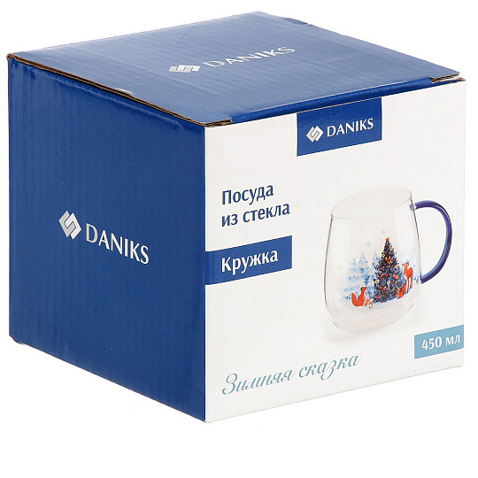 Кружка стекло, 400 мл, 7.5х8.5 см, Зимняя сказка, Daniks