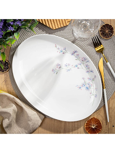 Блюдо стеклокерамика, овальное, 20 см, белое, Флер, Daniks, LPKYP-130/ 220804