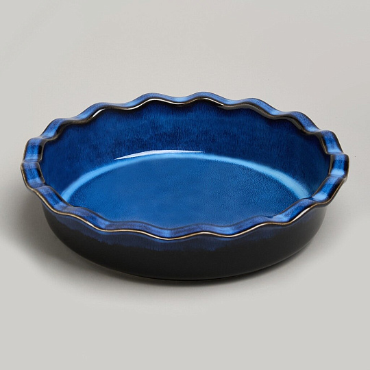 Форма для запекания керамика, 27х6.5 см, 1.5 л, круглая, Agness, Reactive Blue, 780-131