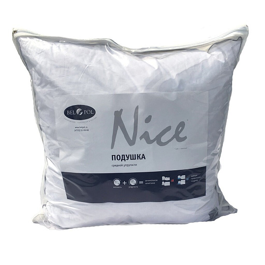 Подушка 70 х 70 см, пух 40%, микроволокно 60%, Найс, чехол тик, 70% хлопок 30% полиэстер, кант, Бел-Поль, ПУСЛТн-7