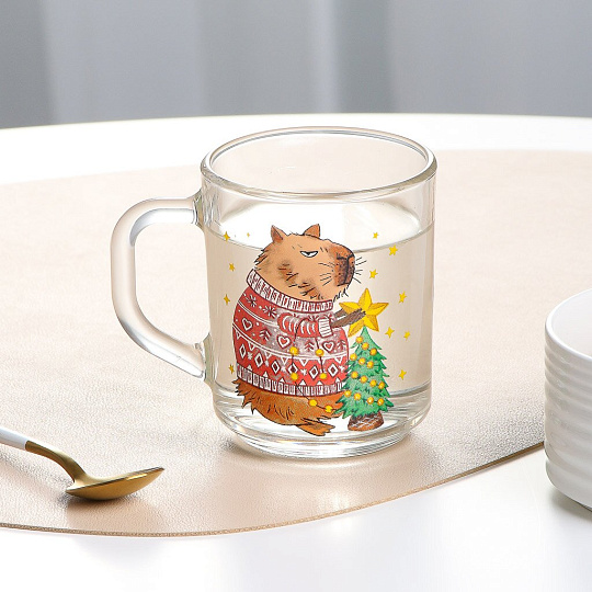 Кружка стекло, 200 мл, Green Tea Новогодняя Калибара, ОСЗ, С1335