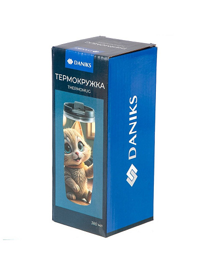 Термокружка пластик, 0.38 л, Daniks, Котенок, колба пластик, YYCF001-35