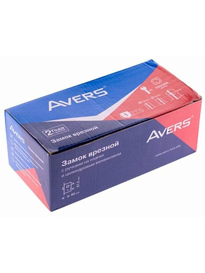 Замок врезной Avers, 1523/60-CR, 28079, ручка в комплекте, цилиндровый, универсальный, хром