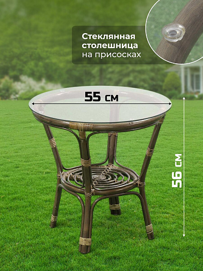 Мебель садовая Green Days, Мальдивы, стол, 55х55х56 см, 2 кресла, 1 диван, подушка бежевая, 100 кг, 114х66х70 см, AI-1808002