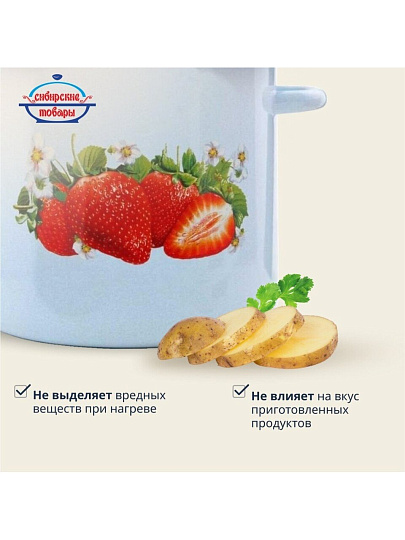 Кастрюля эмалированная сталь, 5.5 л, крышка сталь, петля, с декором, цилиндрическая, Сибирские товары, С1617.СГ, серо-голубая