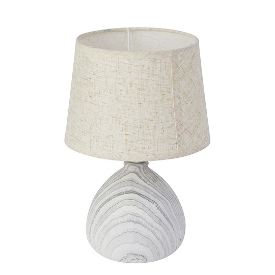 Светильник настольный E14, 60 Вт, серый, абажур бежевый, Лючия, Белое дерево 600, 00000030482