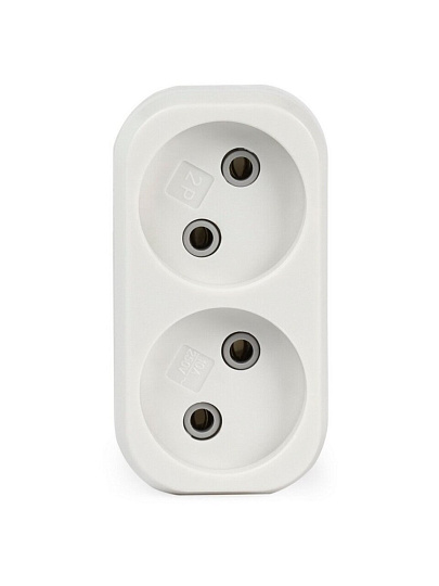 Двойник 2 гнезда, без заземления, плоский, 10 А, Smartbuy, SBE-10-A02-2