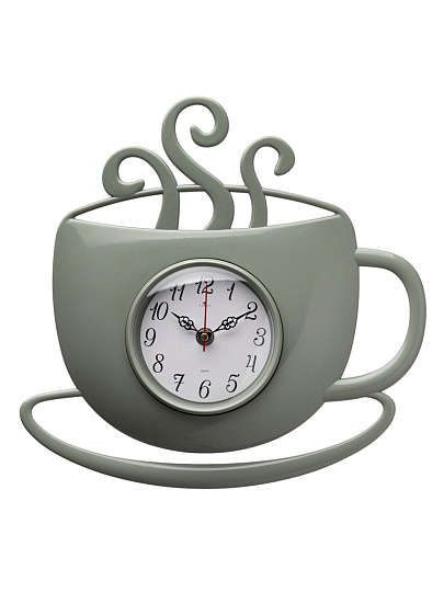 Часы настенные, кварцевые, 31,5х30,5 см, чашка с дымком, корпус оливковые, фигурные, Рубин, Классика, 3432-006