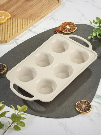 Форма для запекания силикон, 27х18.5 см, 0.1 л, прямоугольная, для кексов, с металлическим каркасом, бежевая, Daniks, Pollen, B030102