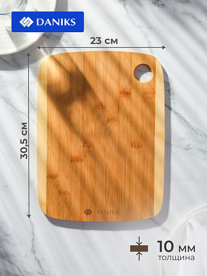 Доска разделочная бамбук, 30.5х23х1 см, прямоугольная, Daniks, Бамбук, H-1568